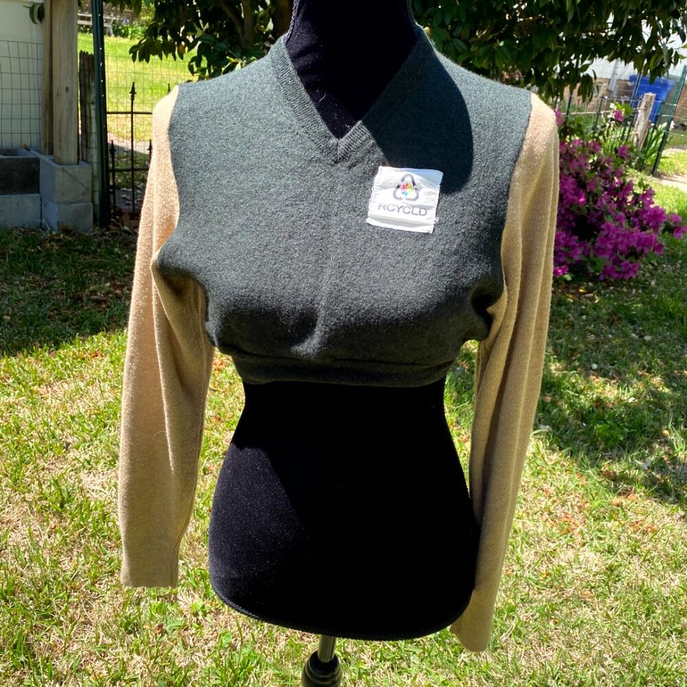 Upcycled Calvin Klein Extra Fine Merino Wool Cropped Sweater